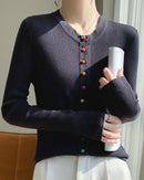 Wool Casual Crew Neck Single-Breasted Sweater
