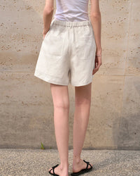 High-Waisted Casual Linen Shorts