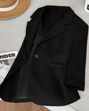 Relaxed Three-Quarter Sleeve Suit Jacket