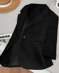 Relaxed Three-Quarter Sleeve Suit Jacket