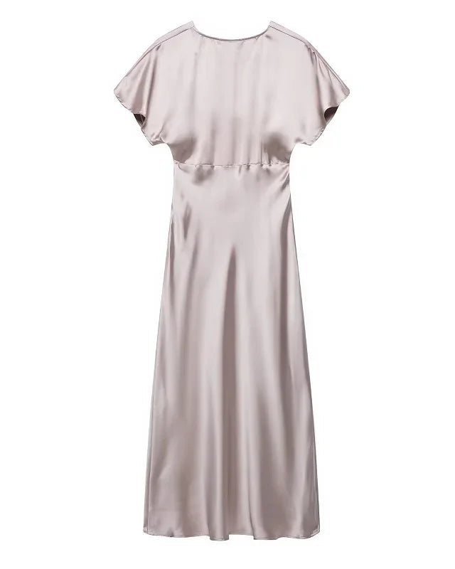 Summer Satin Pleated Midi Dress