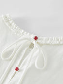 Wood Ear Edge Linen Round Neck Sleeveless Dress