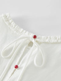 Wood Ear Edge Linen Round Neck Sleeveless Dress