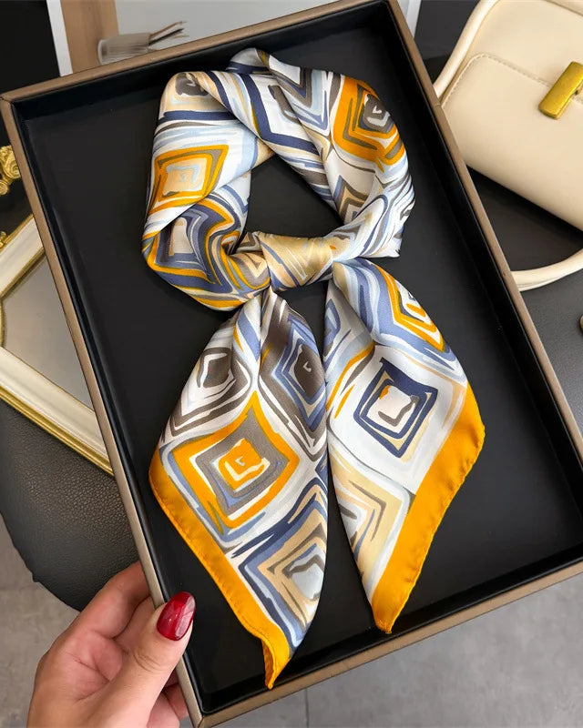 Floral Print Satin Square Scarf