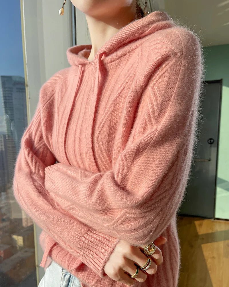 Stylish Wool Knitted Hooded Sweatshirt