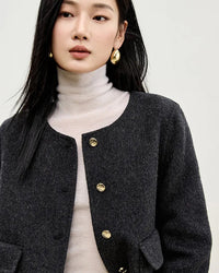 Wool Blend Single Breasted Jacket