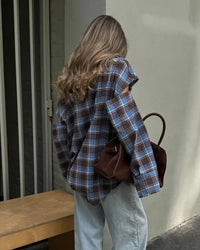 Plaid Lapel Single-Breasted Pocket Loose Shirt