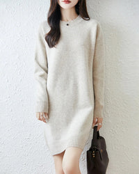 Longline Merino Wool Crewneck Sweater