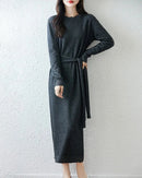 Merino Wool Belted Knit Dress