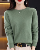 Merino Wool O-Neck Knit Sweater