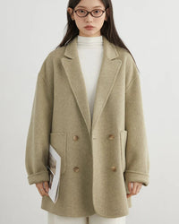 Wool-Blend Double-Breasted Midi Overcoat