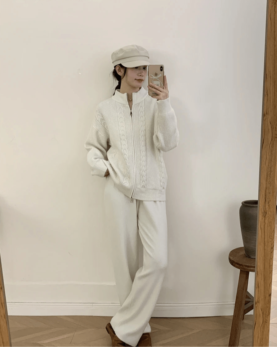 O Neck Sweater & Wide Leg Pants TrackSuit