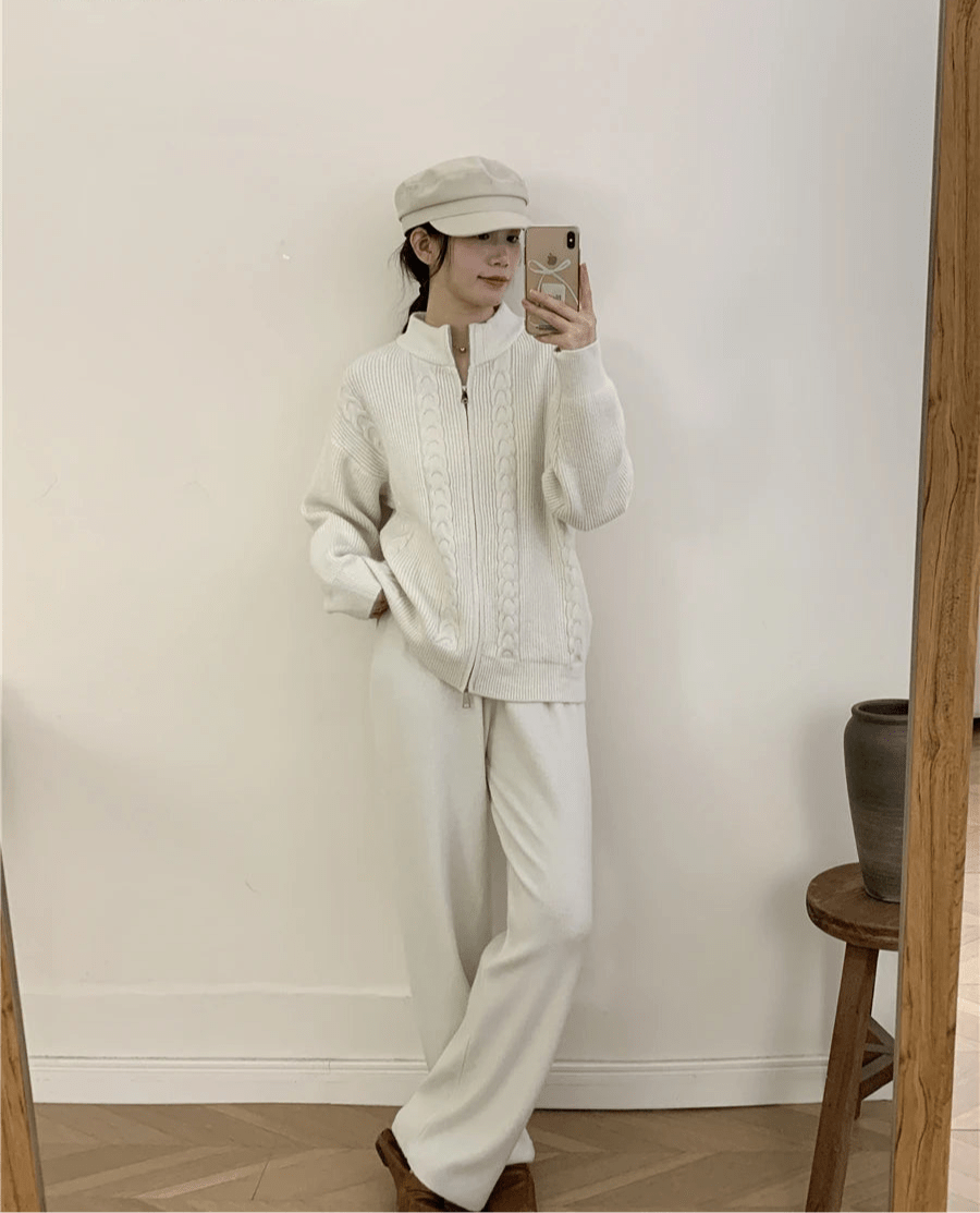 O Neck Sweater & Wide Leg Pants TrackSuit