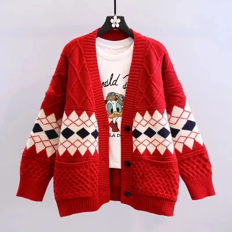 Vintage Plaid Single Breasted Cardigan