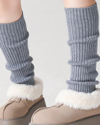 Ribbed Wool-Blend Calf Warmers