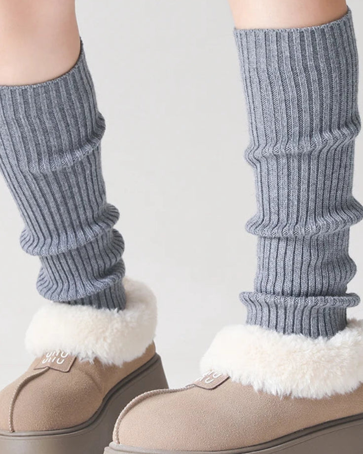 Ribbed Wool-Blend Calf Warmers