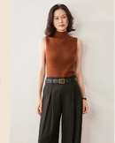 Cashmere Knitted Sleeveless Mock Neck Sweater