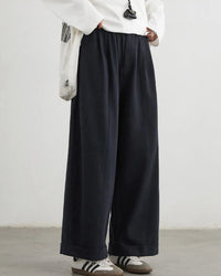 High-Waist Pleated Wide-Leg Casual Trousers