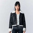 PU Leather Short Quilted Jacket