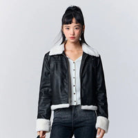 PU Leather Short Quilted Jacket