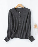 Loose-Fitting Crew Neck Single-Breasted Cardigan
