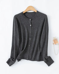 Loose-Fitting Crew Neck Single-Breasted Cardigan
