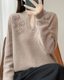 Floral-Embroidered Wool Sweater