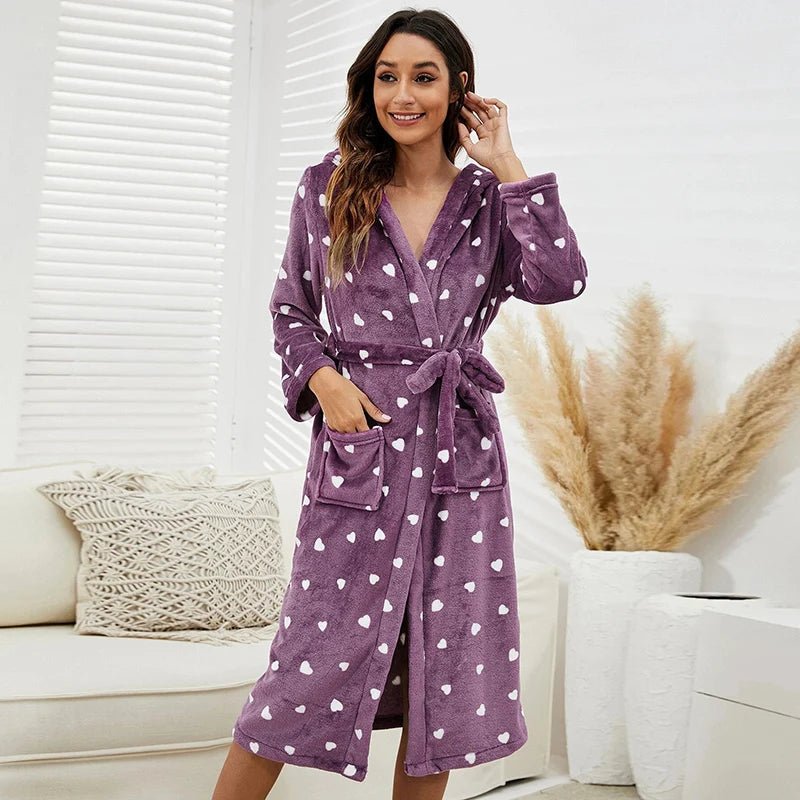 Flannel Hooded Pajamas Robe