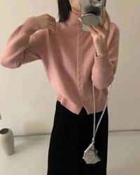 Comfortable Stand-Collar Single-Breasted Sweater