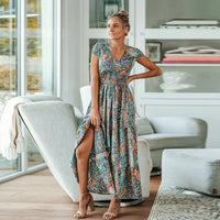 V-Neck Bohemia A-line Maxi Dress