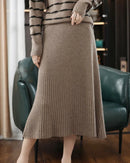 Pure Cashmere Slim Knit Midi Skirt