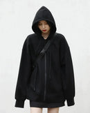 Long Zip-Up Cotton Blend Hoodie