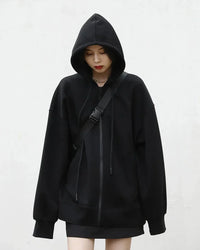 Long Zip-Up Cotton Blend Hoodie