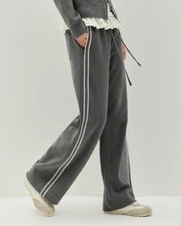Striped Wide-Leg Ankle Trousers