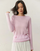 Cashmere Rolled-Up Round Neck Loose Sweater