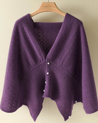 Merino Wool Solid Hollow Knit Shawl Scarf Wrap