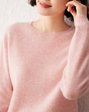 Crew Neck Long-Sleeved Cashmere Knit Sweater