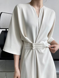 Long Sleeve V-neck Slim Waist Dress