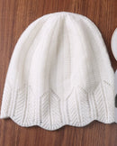 Scalloped Pointelle Wool Beanie