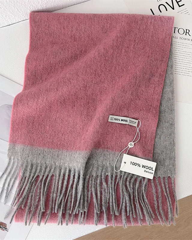 Two-Tone Wool Fringe Scarf