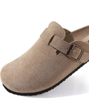 Suede Platform Cork Insole Slippers