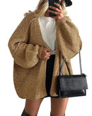 Solid V-Neck Loose Long Knit Cardigan Coat