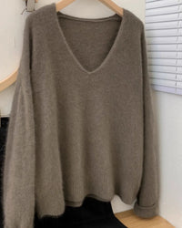 Batik Cashmere V-Neck Loose Sweater