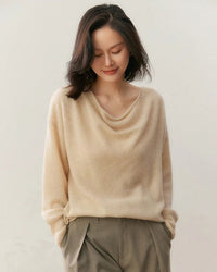 Casual Cashmere Irregular Neckline Sweater