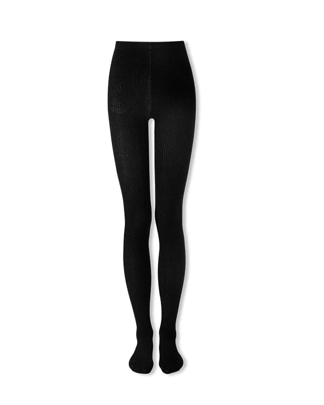 Ribbed Knit Wool Blend Tights