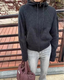 Cashmere Hooded Zip-Up Cardigan