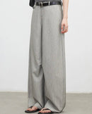 Herringbone Wide-Leg Suit Trousers