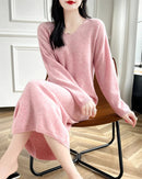Wool V-Neck Long Sweater Dress