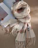 Plaid Wool Fringe Scarf