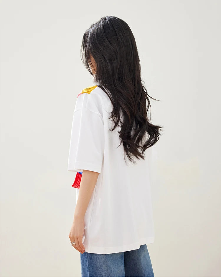 Spliced Crewneck Relaxed Knit Tee